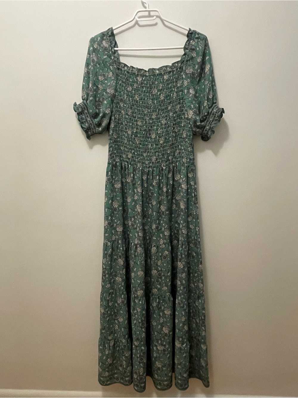 Max Studio Green Floral Smocked Maxi Summer Dress - Picture 5 of 7